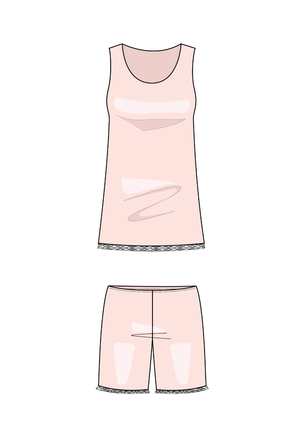 Kurzer Pyjama aus Modal mit Spitze 