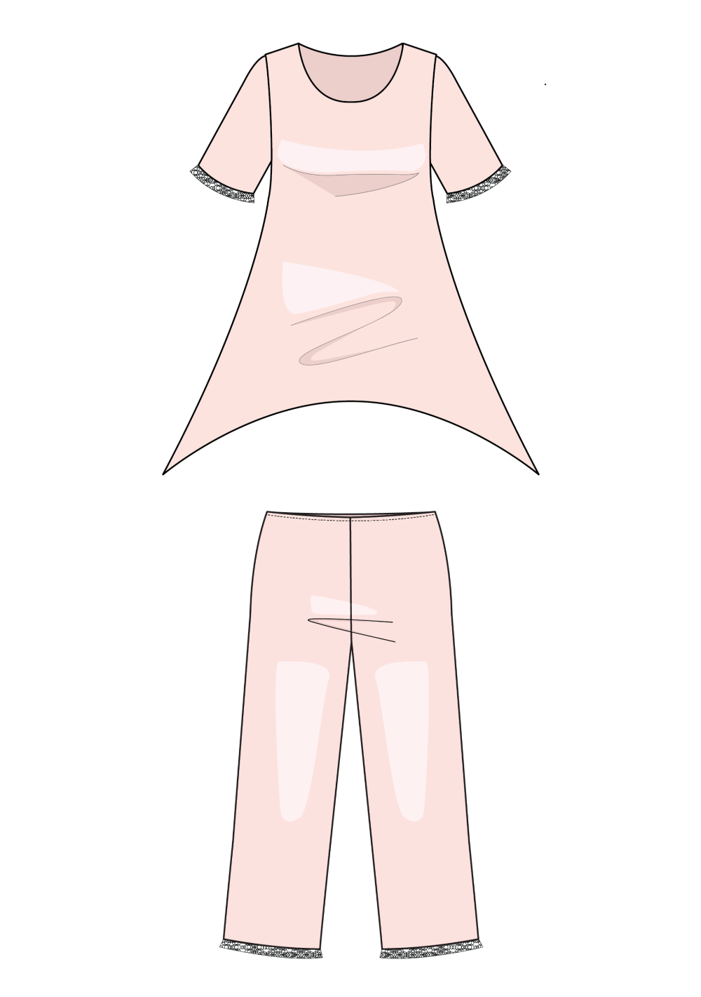 3/4-Modal-Spitzenpyjama 